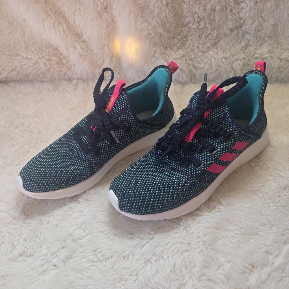 Adidas Cloudfoam Pure In Legend Ink/Shock Pink Size Womens 8 EUC